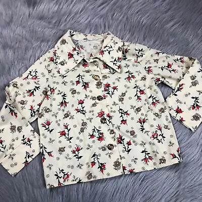 Camisa de manga larga floral multicolor hecha a mano vintage para niñas pequeñas años 70 Foto 1 de 4