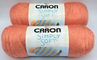 Lot of 2 Skeins Caron Simply Soft Acrylic Yarn #9754 Persimmon #4 Wt. 6oz. New!