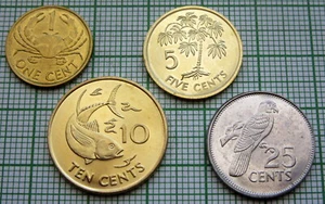 SEYCHELLES 2004 - 2007 4 COINS SET, CRAB TREE FISH BIRD, ALL UNC - Picture 1 of 6