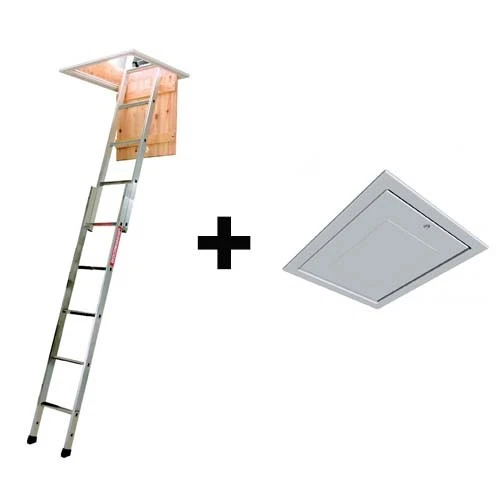 MANTHORPE + YOUNGMAN Manthorpe GL250 Loft Hatch / Door AND Youngmans 2 Section Loft Ladder Spacemaker