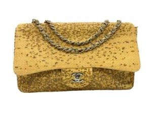 Chanel Raffia Sequin Single Flap Bag - Hay Colored w/ Authenticity Card - Picture 1 of 11