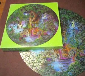 Puzzle vintage 1982 FOXFIRE par KIRWAN 500 pièces 20" rond fée pégase COMPLET - Photo 1 sur 7