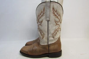 Botas vaqueras de cuero marrón marfil Masterson para hombre talla 8 EW - Imagen 1 de 11