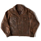 Men's Vintage Brown  Classic Stylish Bomber Casual Real Cowhide Leather Jacket