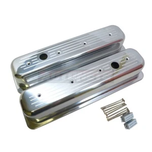 Tall Ball Milled SBC 305,350 Center Bolt Polished Aluminum Valve cover 5.0 5.7 - Picture 1 of 2