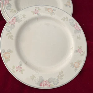 Set/3 Pfaltzgraff Wyndham Dinner Plates  10 1/2" Floral Pink Blue Flower EUC - Picture 1 of 11