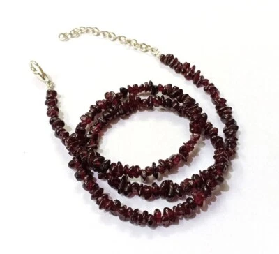 A++ Collares hechos a mano con cuentas de piedras preciosas lisas sin cortar de granate natural de 18"" Foto 1 de 4