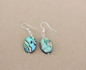 #Paua Abalone Perlmutt 925 Silber  Ohrringe 12x 18 mm ( M - 6 *) - Bild 1 von 2