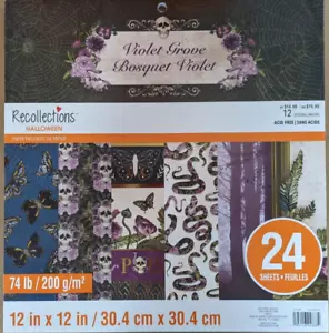 Almohadilla para álbum de recortes 12x12 Halloween Violet Grove 24 hojas diseño 12 serpiente calavera veneno - Imagen 1 de 13
