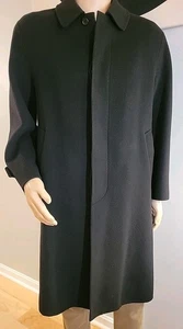 Nina Ricci Monsieur Wool Cashmere Blend Mens Black Overcoat Large 46 R - Picture 1 of 18