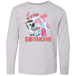 Inktastic 8th Birthday For Girls 8 Year Old Zebra Youth Long Sleeve T-Shirt Girl - Picture 1 of 1