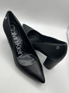 Women's New Calvin Klein Black Shoes 3” Block Heel Size 7.5 Pumps - Picture 1 of 13