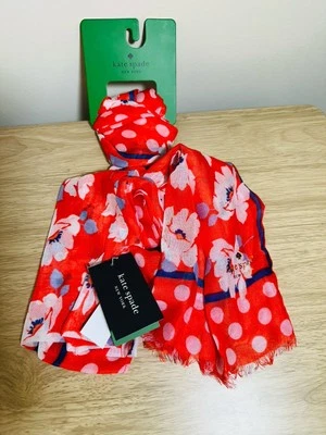 Kate Spade NY Primavera Floral Oblongo Viscosa Bufanda Ponderosa Rojo Nuevo con Etiquetas $98.00 Foto 1 de 4