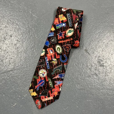 Corbata de fútbol americano 1994 multicolor vintage con logotipos del equipo de la NFL RALPH MARLIN Foto 1 de 4