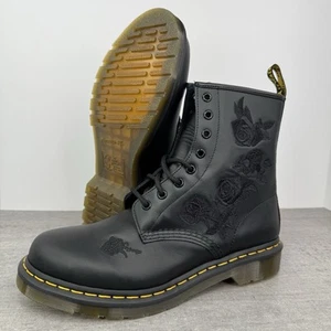 Dr. Martens 1460 Vonda Mono Embroidered Flowers Combat Boots - Women's Size 10 - Picture 1 of 12