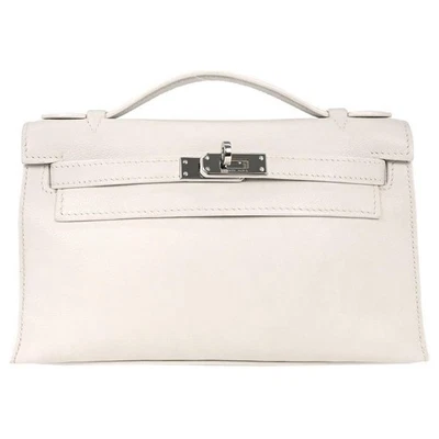 Bolso de Mano Hermes Blanco Evercolor Kelly Pochette 63.S □M 154757 Foto 1 de 4