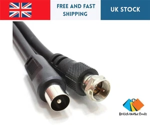 Coaxial Satellite to TV Aerial Cable F Type Plug to RF Fly Lead RG59 1M Black [1 - Picture 1 of 4