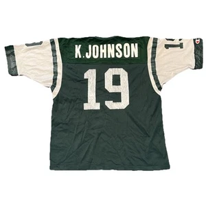 New York Jets Keyshawn Johnson Jersey Mens Large Size 44 Champion Green Vintage - Picture 1 of 13