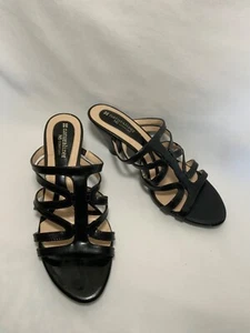 Naturalizer schwarze Riemchen-Pantoletten Sandale 8,5 W Gillain N5 Komfort Karo Unterteil! - Bild 1 von 6