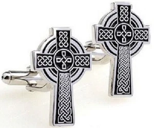 CROSS CUFFLINKS IRISH CHRISTIAN CATHOLIC CELTIC RELIGION ROMAN PAGAN RELIGIOUS - Picture 1 of 10