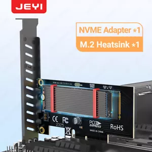 JEYI PCIe 4.0 X4 to M.2 NVMe Adapter 64Gbps Card With Aluminum SSD Heatsink - Picture 1 of 12
