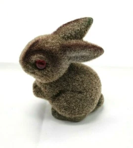 Vintage Flocked Bunny Rabbit Hong Kong Fuzzy 4" Easter - Picture 1 of 6