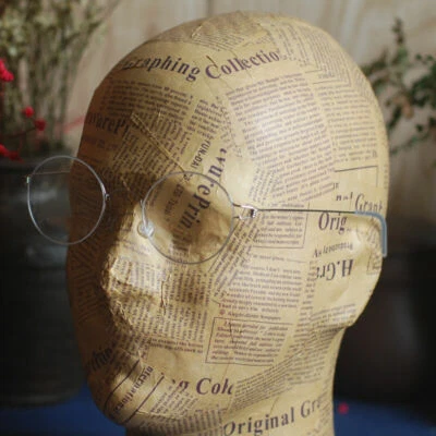 Round Titanium eyeglasses mens round silver glasses gold eyewear black glasses - Image 1 of 4