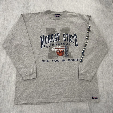 VINTAGE Murray State Racers Shirt Adult 2XL Gray Basketball Long Sleeve Mens 90s Cover