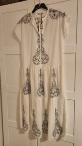 BNWT ZARA BLACK WHITE EMBROIDERED MIDI MAXI DRESS SIZE XS EXTRA SMALL OVERSIZED - Picture 1 of 13
