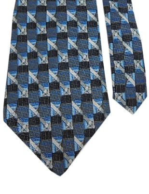 Corbata de cuello Barrington para hombre 100 % seda tejida novedad azul multi 4" x 58" Foto 1 de 2