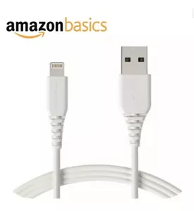 Amazon Basics Lightning to USB-A Cable,Apple MFi Certified iPhone Charger-White - Picture 1 of 8