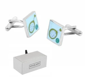 Tennis Racket & Ball Design Cufflinks sports person Gift Onyx-Art CK939 - Picture 1 of 4