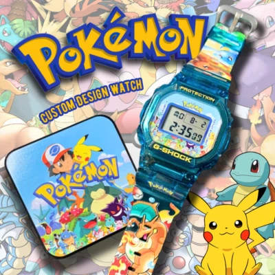 Reloj Pulsera Pokemon G Shock DW5600 Diseño Personalizado Resistente a Golpes y Agua Foto 1 de 4