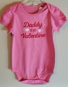 Children's Place Girls 0-3 / 18-24 MONTHS Daddy Valentine Bodysuit PINK #14820 - Picture 1 of 3