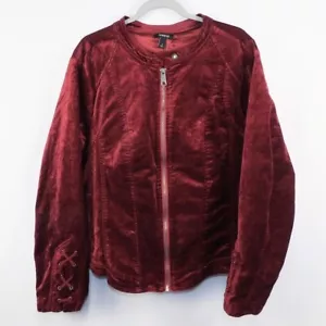 Torrid NWT Size 3 (US 22/24-3X) Maroon Lined Full Zip Velvety Moto Jacket - Picture 1 of 11