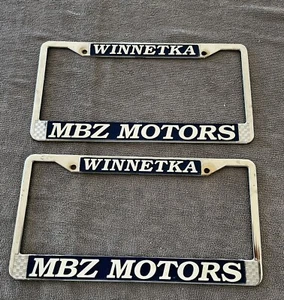 2 MBZ Motors Mercedes Benz Metal License Plate Frames Winnetka Canoga Park CA - Picture 1 of 7