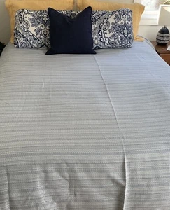 Crate & Barrel Full/Queen Duvet French Mixed Blues Woven 100% Cotton - Picture 1 of 8