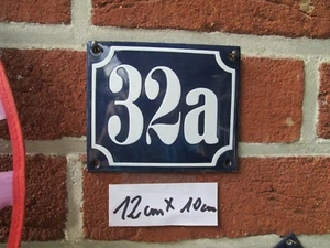 Número de casa esmalte nº 32a número blanco sobre fondo azul 12 cm x 10 cm  - Imagen 1 de 12