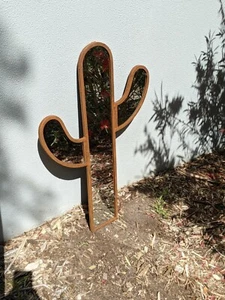 Very large rust garden backyard balcony outdoors CACTUS MIRROR NEW 80x50cm - Picture 1 of 7