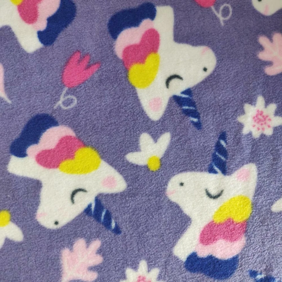Printed Polar Fleece Fabric Material - LAVENDER UNICORNS - Image 1 of 1