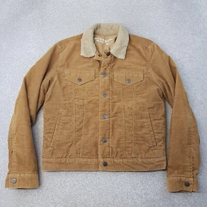 Gap Mens Jacket Medium Beige Cord Trucker Biker Fleece Sherpa Collar Y2K Bomber - Picture 1 of 11