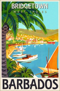 Póster de viaje de Barbados Bridgetown Indias Occidentales Roger Broders reproducción estampado artístico 313 - Imagen 1 de 2
