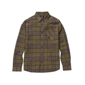 Volcom "Caden Plaid" Flannel (Military) Plaid Button Up Shirt - Picture 1 of 1