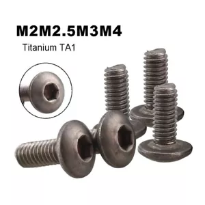 Titanium TA1 Button Head Screws Socket Hex Bolt Allen Key Bolts M2 M2.5 M3 M4 - Picture 1 of 7