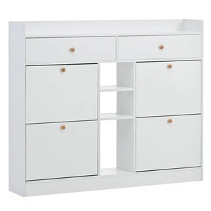 Organizador de gabinete de almacenamiento de zapatos multifuncional de 2 niveles blanco independiente con 4 - Imagen 1 de 11
