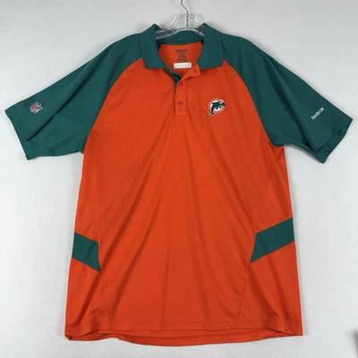 Camisa Polo Reebok Miami Dolphins Para Hombre XL Naranja Antiguo Logo Bordado NFL De Colección Foto 1 de 4