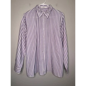 Camicia Oxford Foxcroft senza rughe viola chiaro a righe capsula preparazione aziendale 16 - Foto 1 di 3