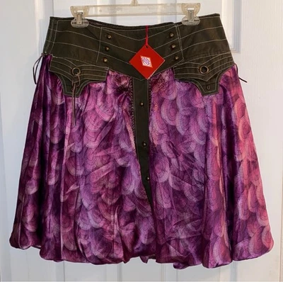 全新带标签 Oilily $450 Trippy 波西米亚/嬉皮丝绸裙子,尺寸 40/大号 — 第 1/4 张图片