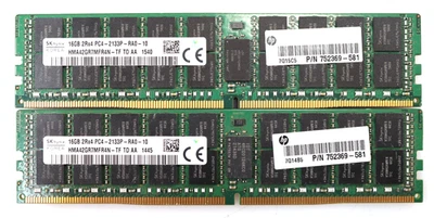 Lot 2x 16GB (32GB) SK Hynix 2Rx4 PC4-2133P Server Memory ECC HMA42GR7MFR4N-TF - Image 1 of 2
