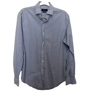 Polo Ralph Lauren Button Down Dress Shirt Size Medium Blue White Plaid Classic - Picture 1 of 4